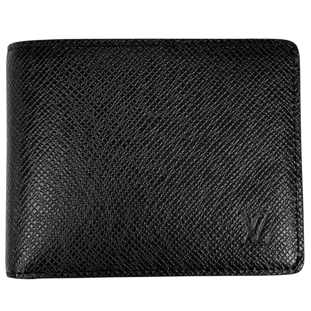 Louis Vuitton Portefeuille Slender Bi fold Wallet Taiga Leather Noir Black